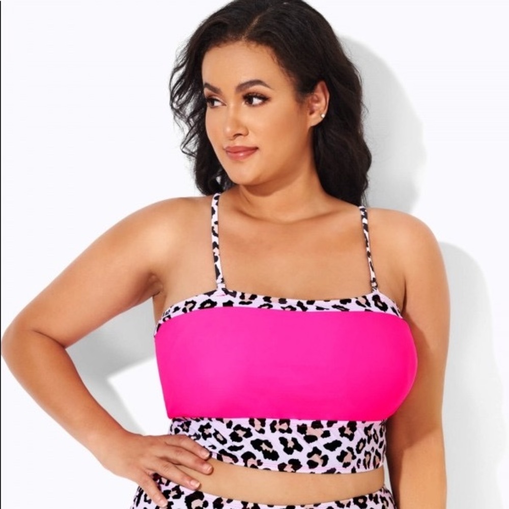 Meet.Curve Neon Pink Leopard Women Swim Bikini Top